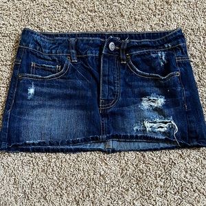 American eagle distressed denim button fly mini skirt size 0